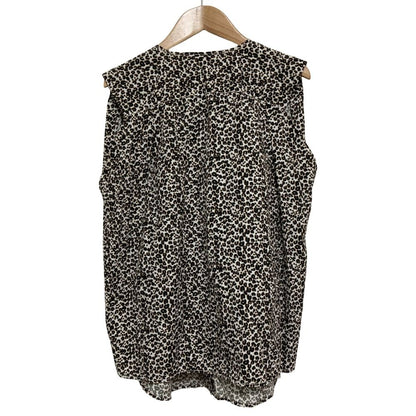Louis Vuitton Leopard Print Sleeveless Bowtie Blouse 34 White Black — view 2