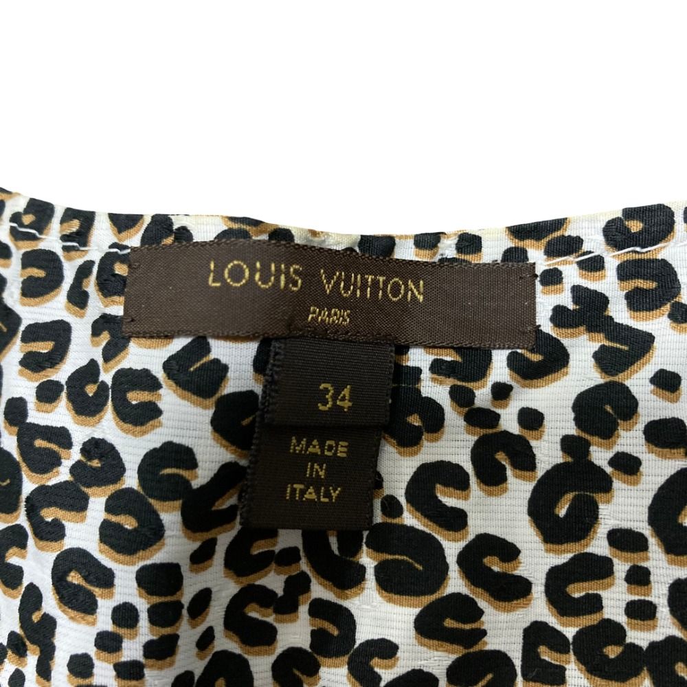 Louis Vuitton Leopard Print Sleeveless Bowtie Blouse 34 White Black — view 7