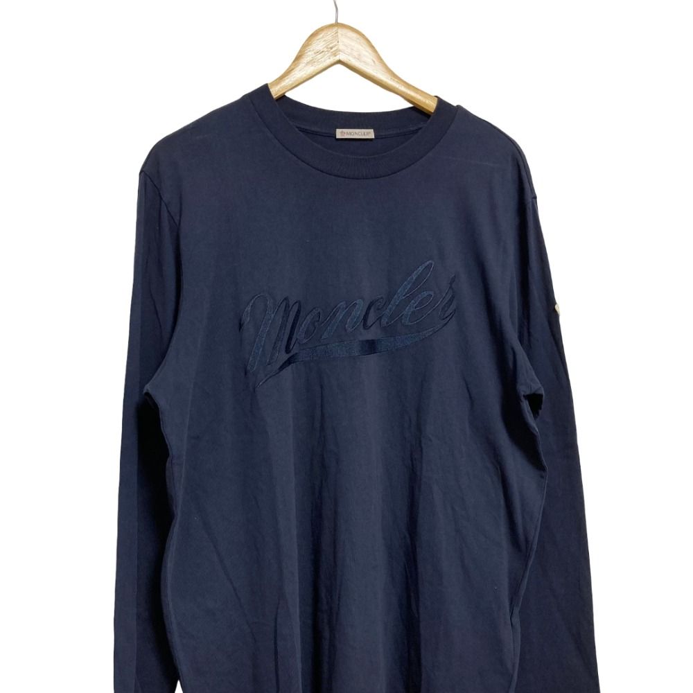 Moncler LS Tshits Logo Embroidery Long Sleeve T-Shirt L Navy — view 3