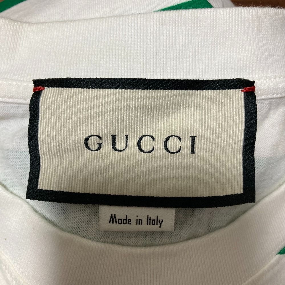 Gucci Michele Era Pig Embroidery Border T-Shirt XS White Green — view 6