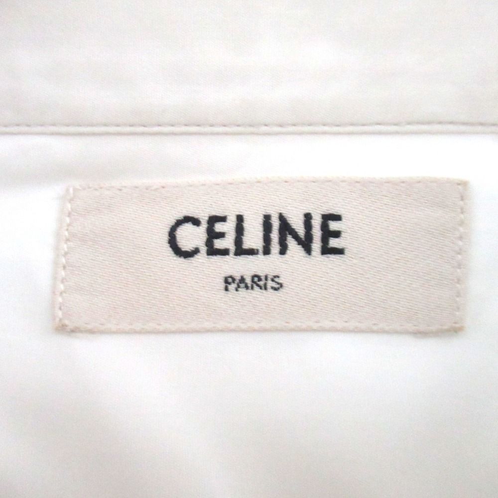 Celine Eddie Era Long Sleeve Frill Shirt Blouse 38 White — view 8