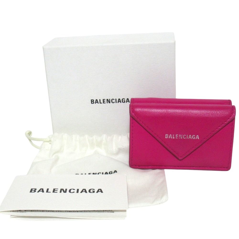 Balenciaga Paper Mini Wallet Compact Trifold Pink — view 8