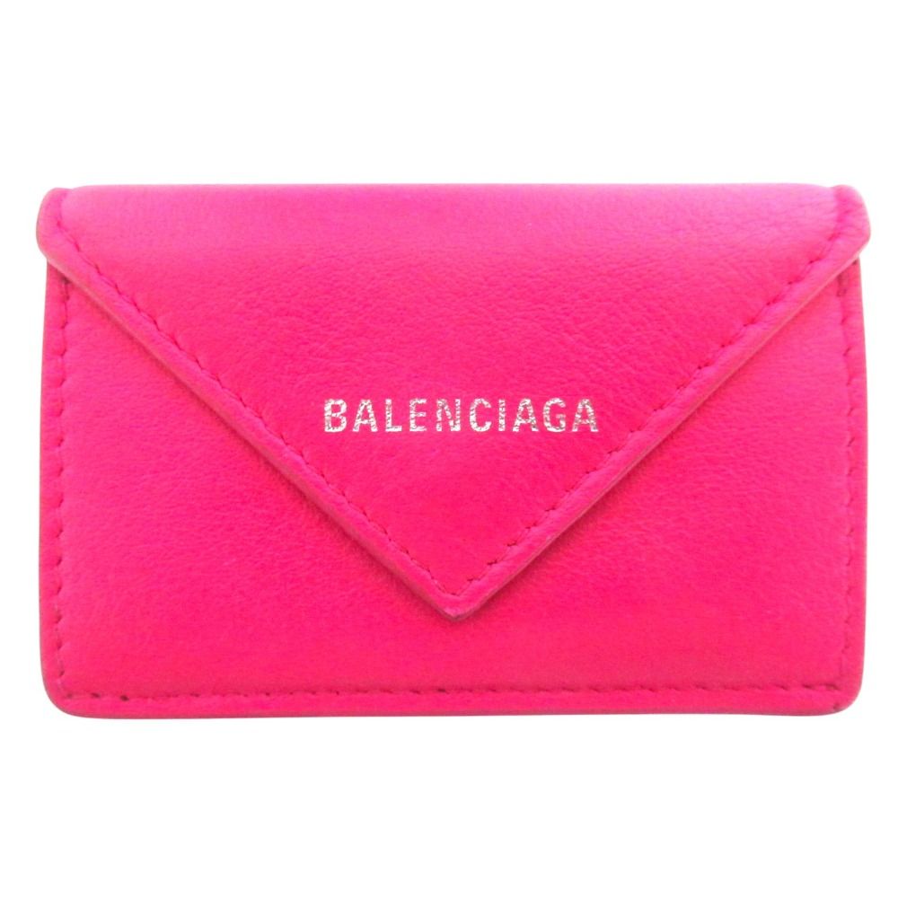 Balenciaga Paper Mini Wallet Compact Trifold Pink