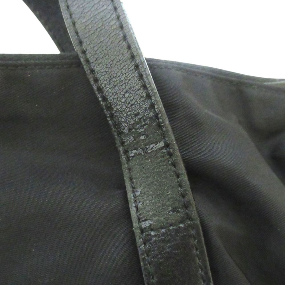 Prada Nylon Leather Tote Shoulder Bag Black — view 7
