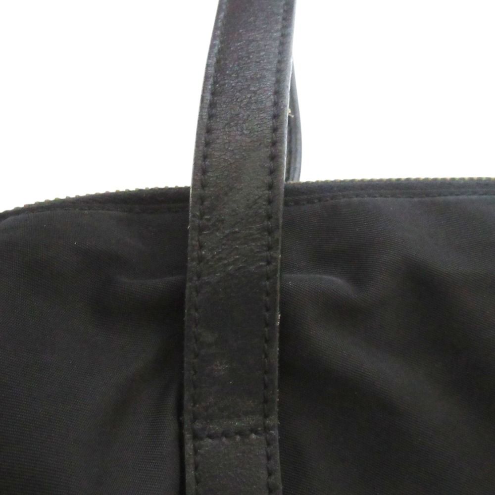 Prada Nylon Leather Tote Shoulder Bag Black — view 5