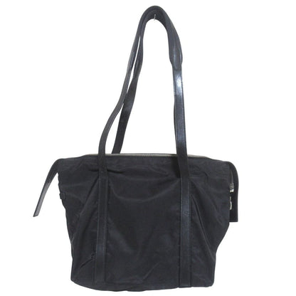 Prada Nylon Leather Tote Shoulder Bag Black — view 2