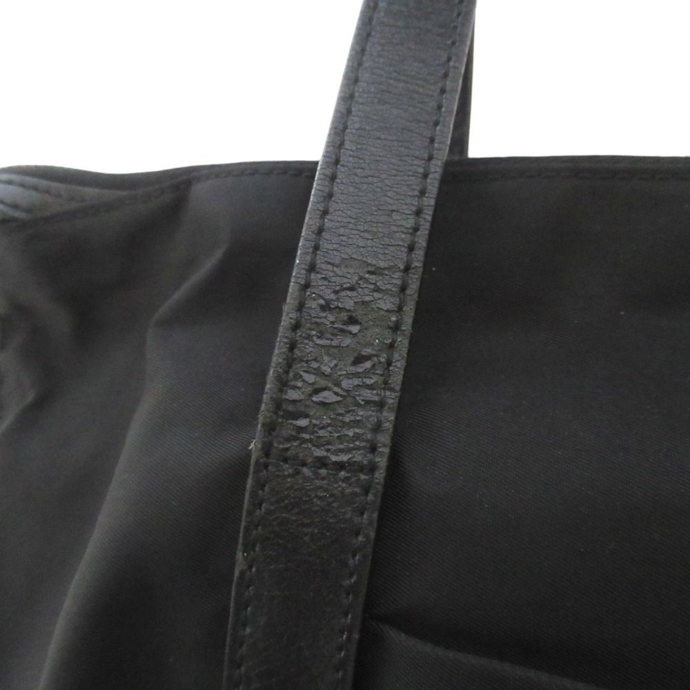 Prada Nylon Leather Tote Shoulder Bag Black — view 6