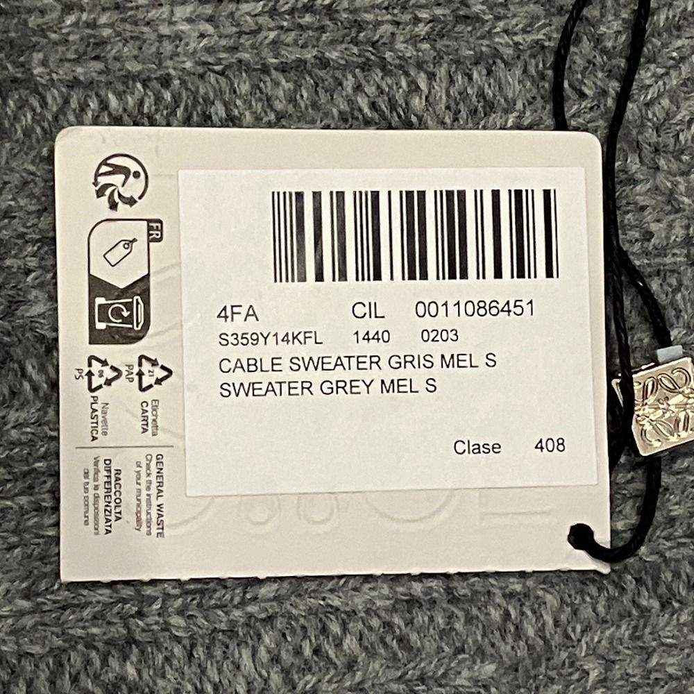 Loewe Crew Neck Cable Knit Sweater S Gray — view 6