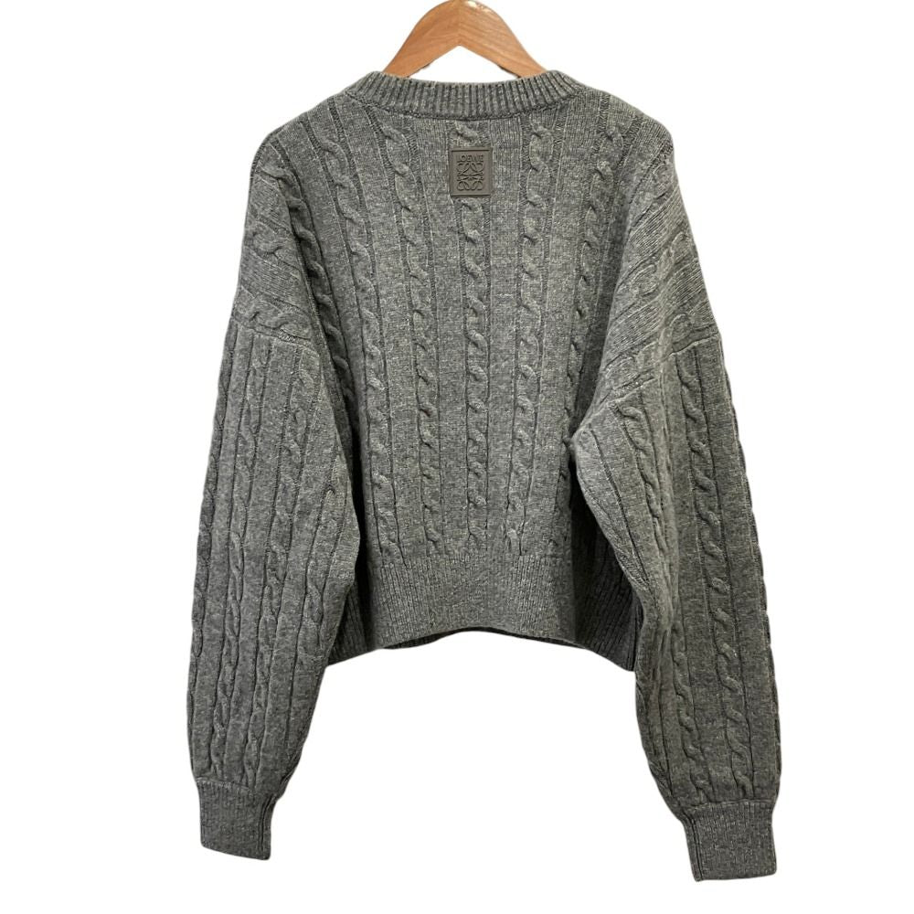 Loewe Crew Neck Cable Knit Sweater S Gray — view 2