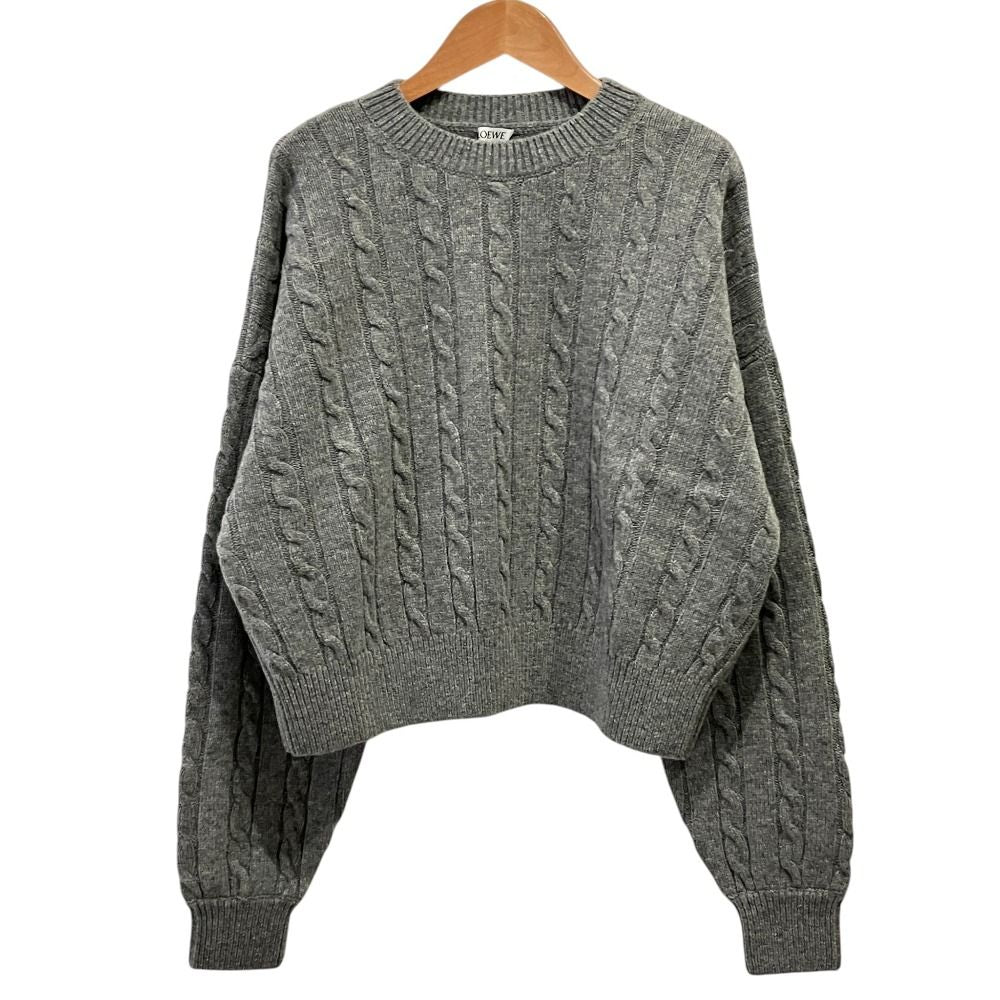 Loewe Crew Neck Cable Knit Sweater S Gray