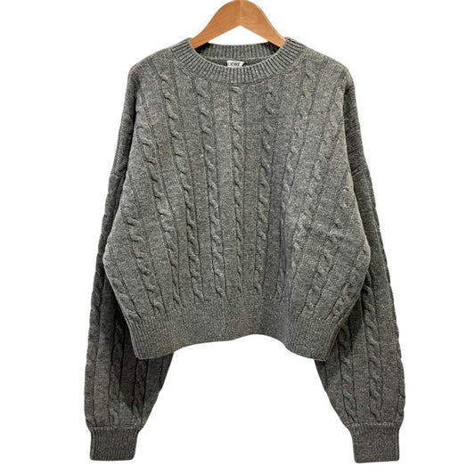 Loewe Crew Neck Cable Knit Sweater S Gray