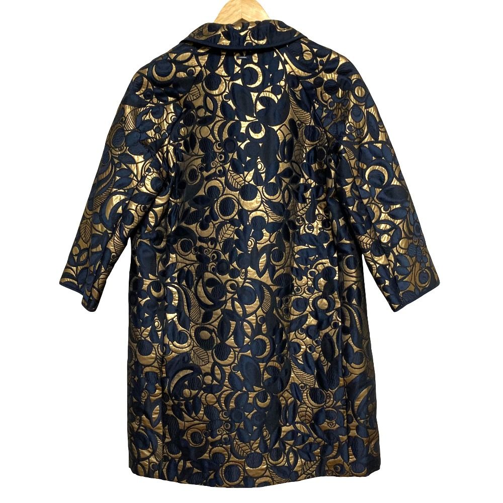 Max Mara 'S All Over Jacquard Coat 40 Navy Gold — view 2