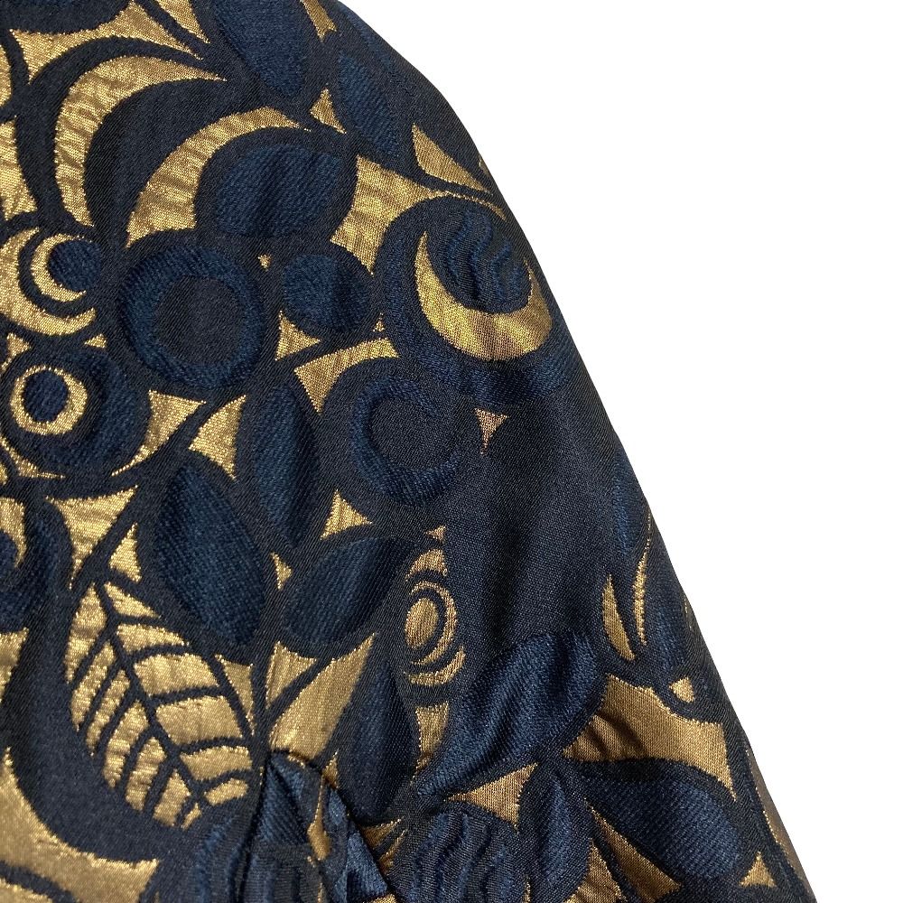Max Mara 'S All Over Jacquard Coat 40 Navy Gold — view 6