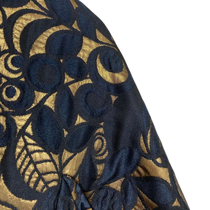 Max Mara 'S All Over Jacquard Coat 40 Navy Gold — view 6