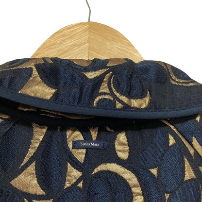 Max Mara 'S All Over Jacquard Coat 40 Navy Gold — view 7