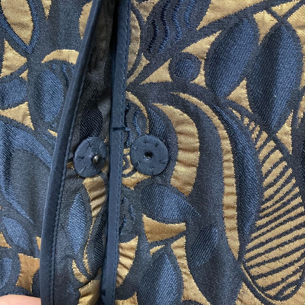 Max Mara 'S All Over Jacquard Coat 40 Navy Gold — view 5