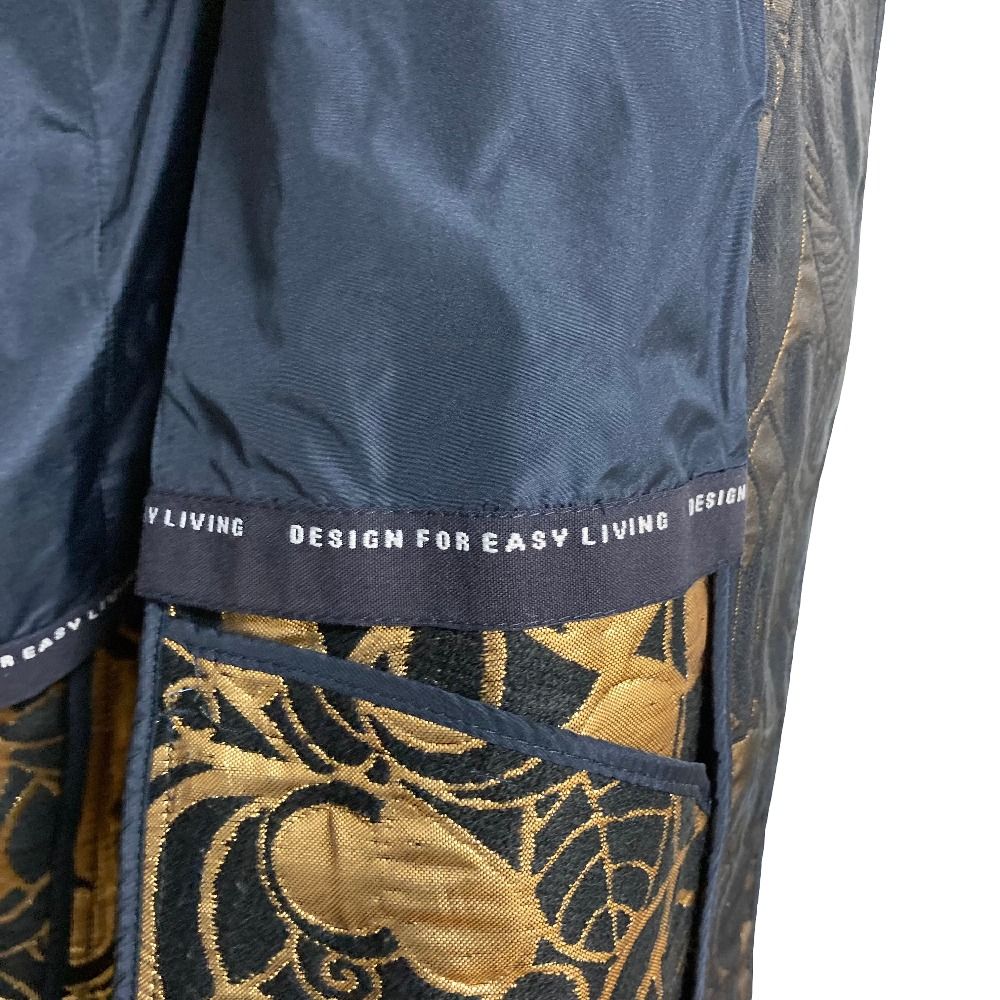 Max Mara 'S All Over Jacquard Coat 40 Navy Gold — view 4