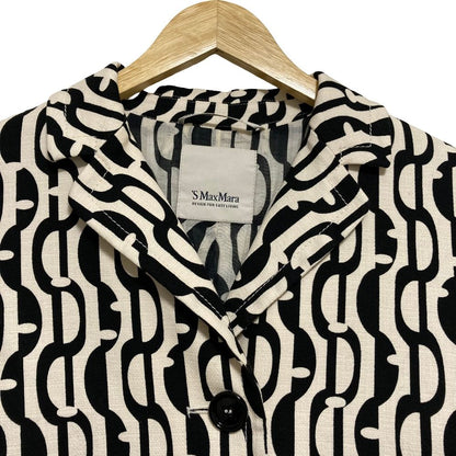 Max Mara 'S All Over Pattern Chesterfield Coat 38 Ivory Black — view 4