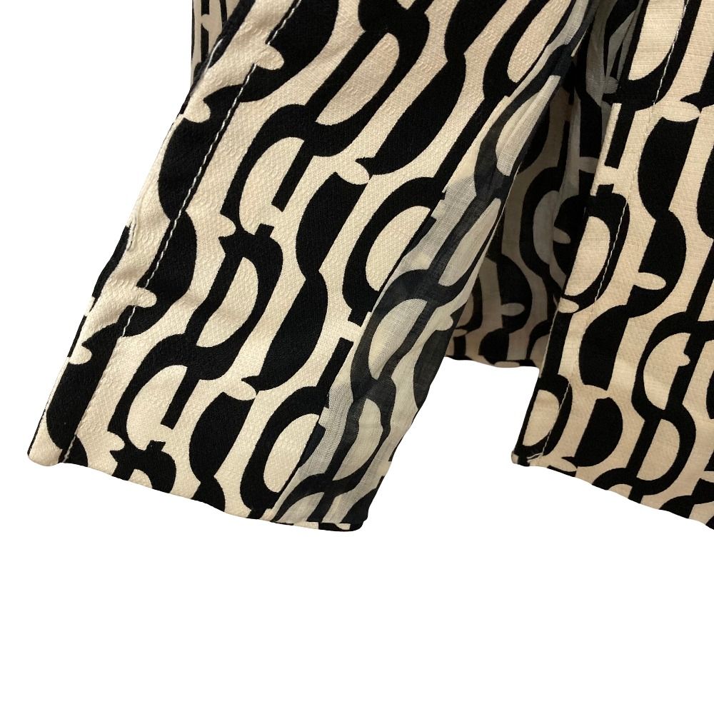 Max Mara 'S All Over Pattern Chesterfield Coat 38 Ivory Black — view 5
