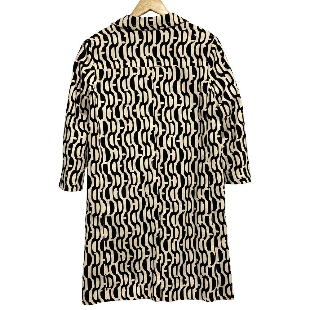 Max Mara 'S All Over Pattern Chesterfield Coat 38 Ivory Black — view 2