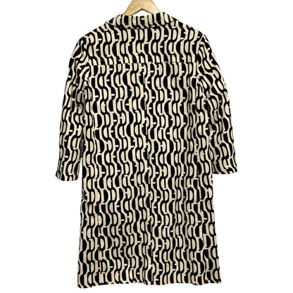 Max Mara 'S All Over Pattern Chesterfield Coat 38 Ivory Black — view 2