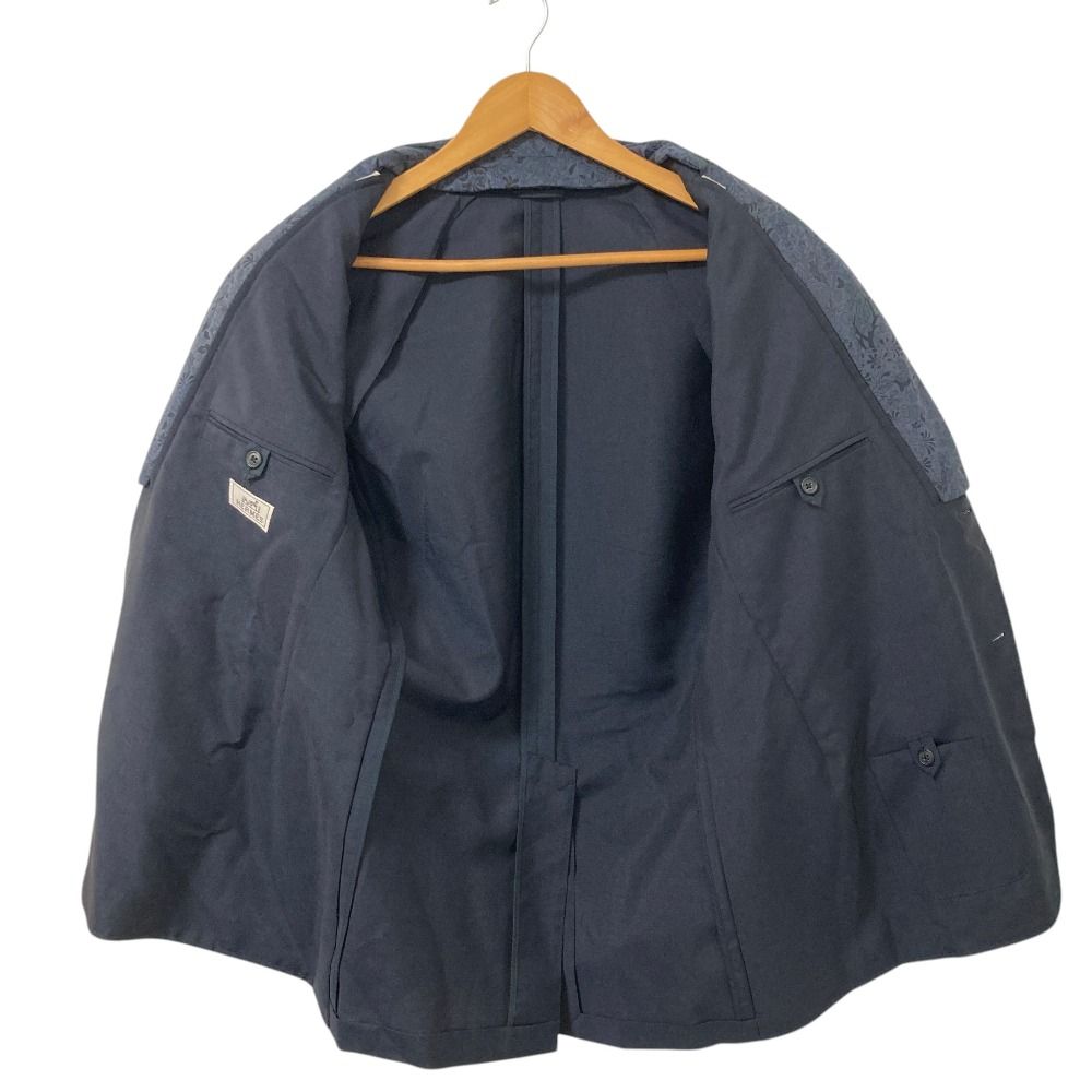 Hermes Mohair Wool Scarf Docking Tailored Jacket 50 Navy — view 4