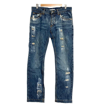 Dolce & Gabbana Crushed Denim Pants 48 Blue