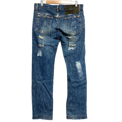 Dolce & Gabbana Crushed Denim Pants 48 Blue — view 2