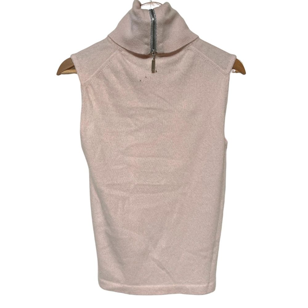 Chanel High Neck Zip Knit Sweater 36 Pink — view 2