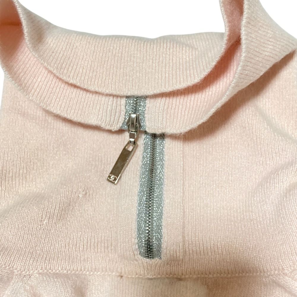 Chanel High Neck Zip Knit Sweater 36 Pink — view 3