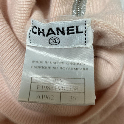 Chanel High Neck Zip Knit Sweater 36 Pink — view 4