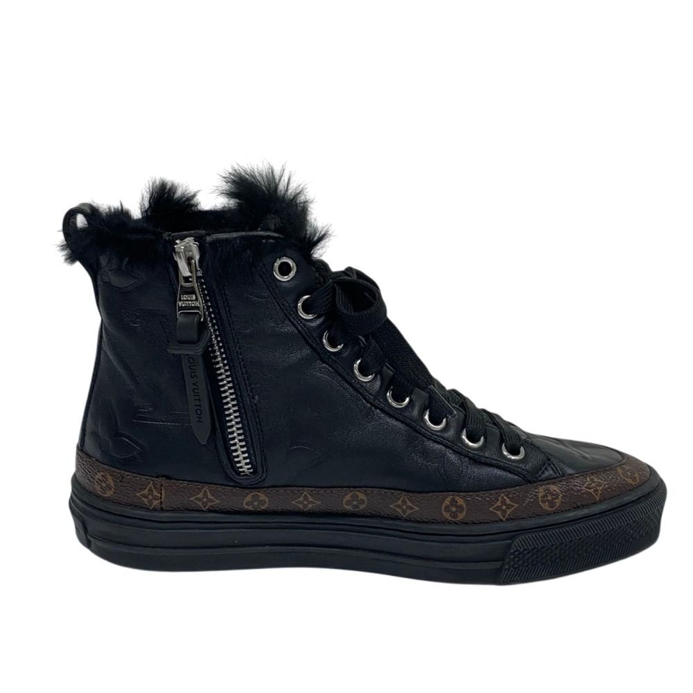 Louis Vuitton Stella Line Shearling Sneakers 34.5 Black — view 5