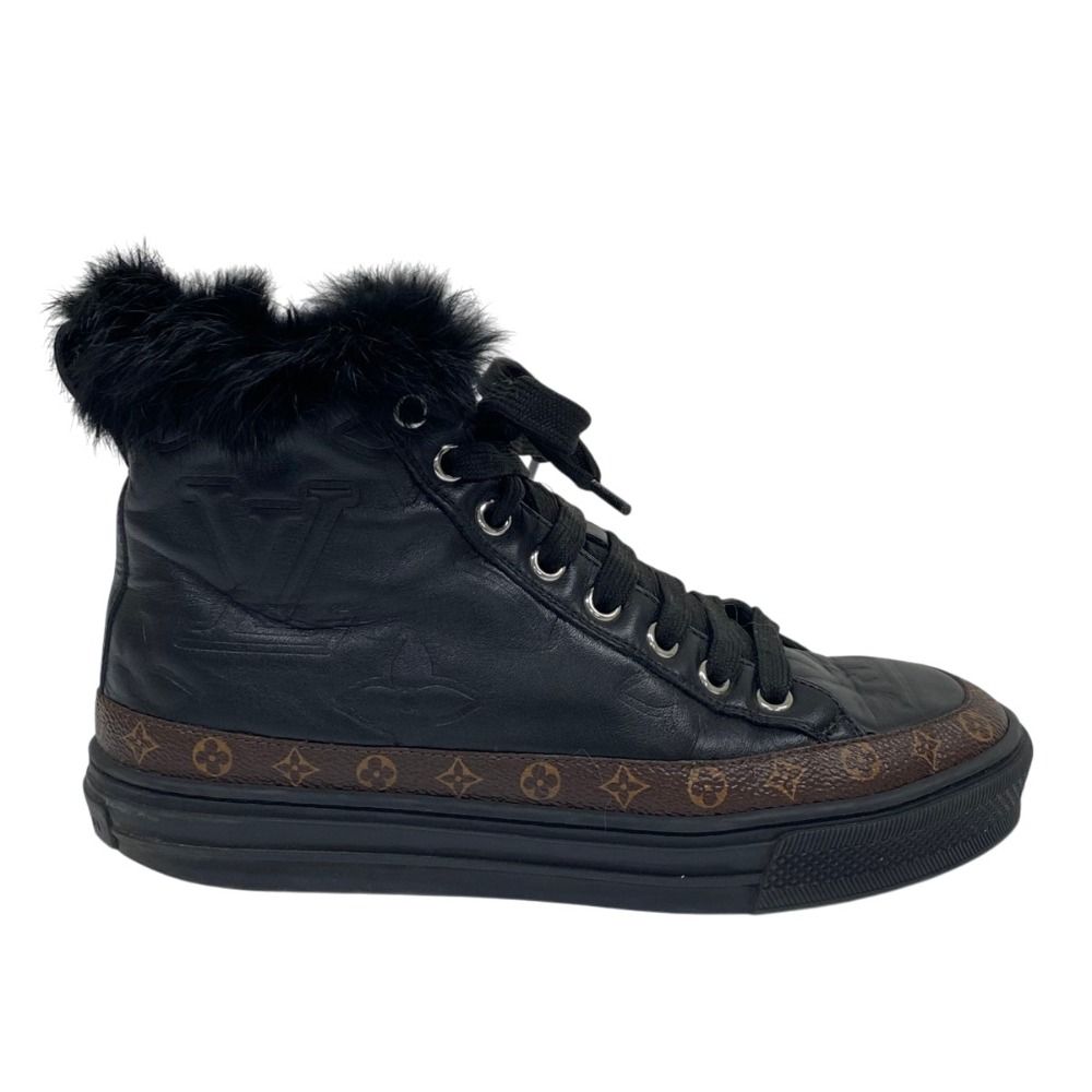 Louis Vuitton Stella Line Shearling Sneakers 34.5 Black — view 4