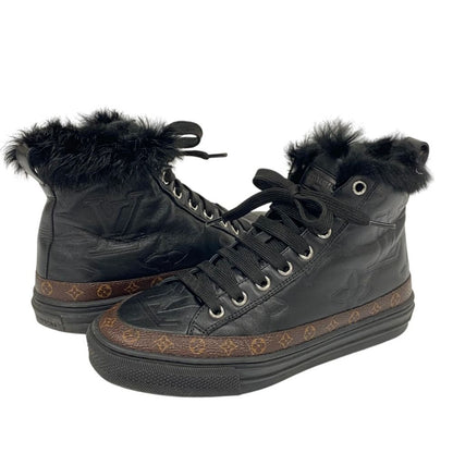 Louis Vuitton Stella Line Shearling Sneakers 34.5 Black
