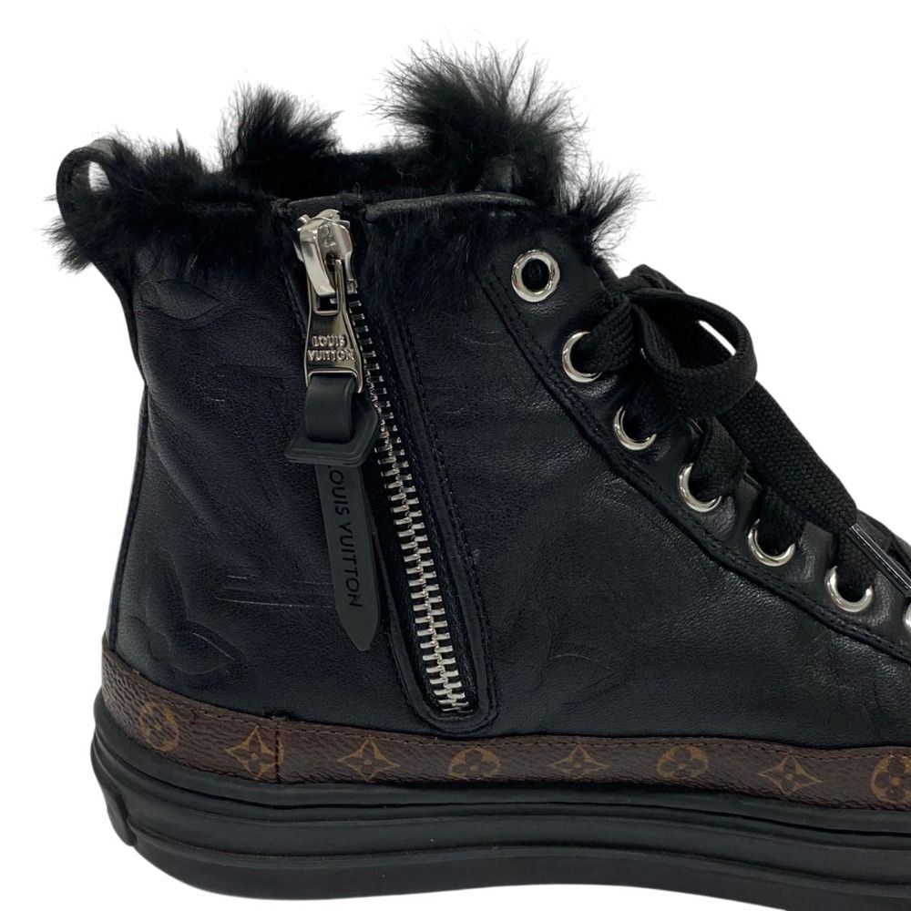 Louis Vuitton Stella Line Shearling Sneakers 34.5 Black — view 6
