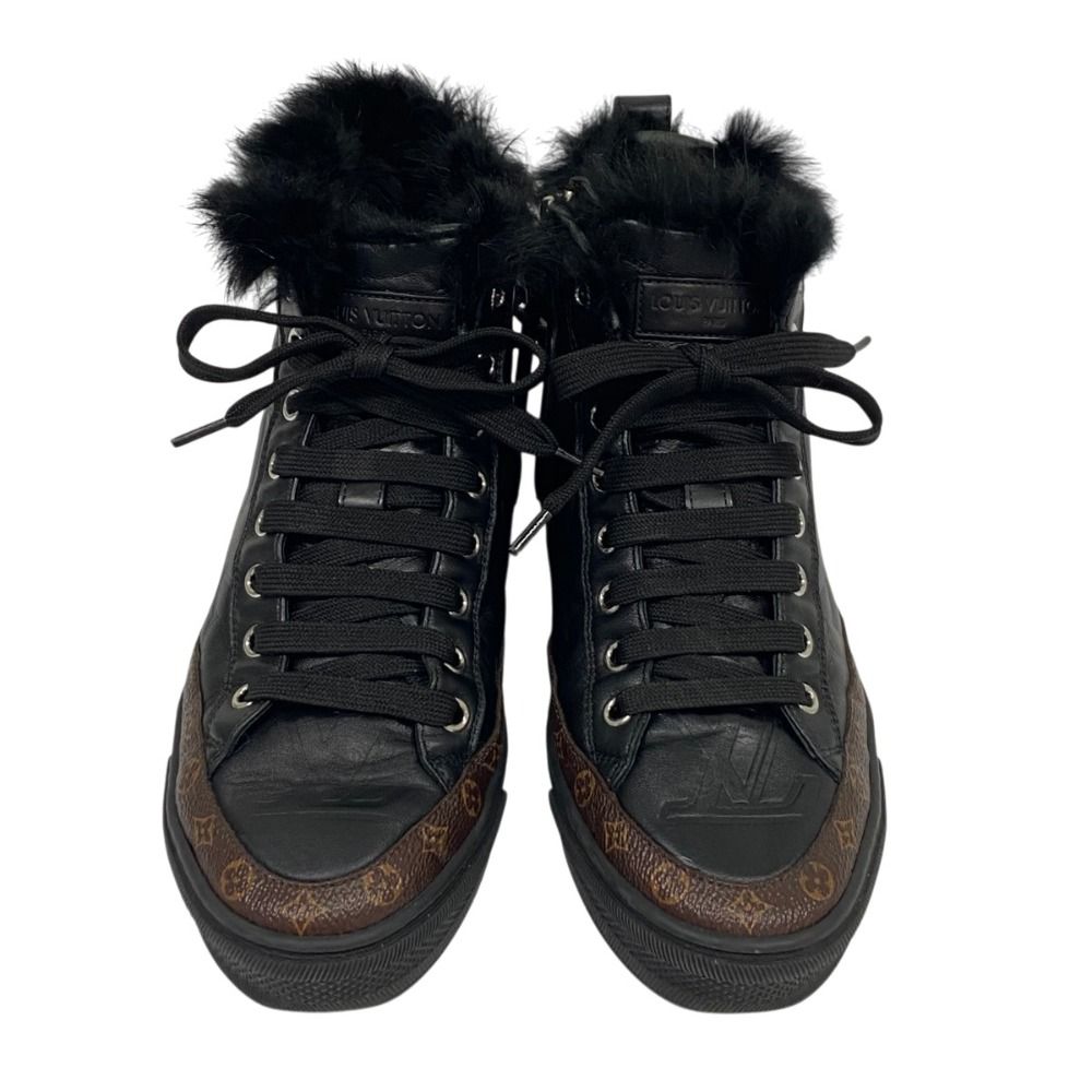 Louis Vuitton Stella Line Shearling Sneakers 34.5 Black — view 3