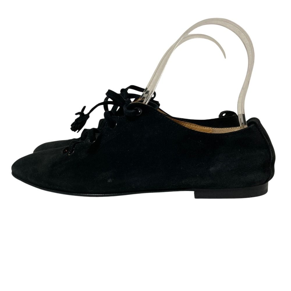 Hermes Vintage Lace Up Suede Shoes 36 Black — view 2