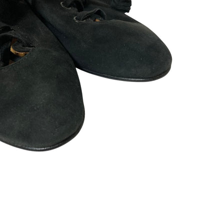 Hermes Vintage Lace Up Suede Shoes 36 Black — view 6