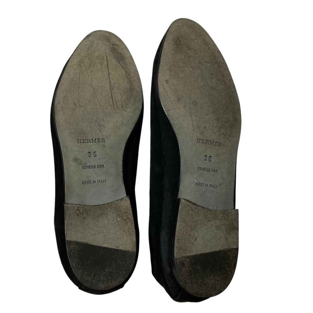 Hermes Vintage Lace Up Suede Shoes 36 Black — view 5