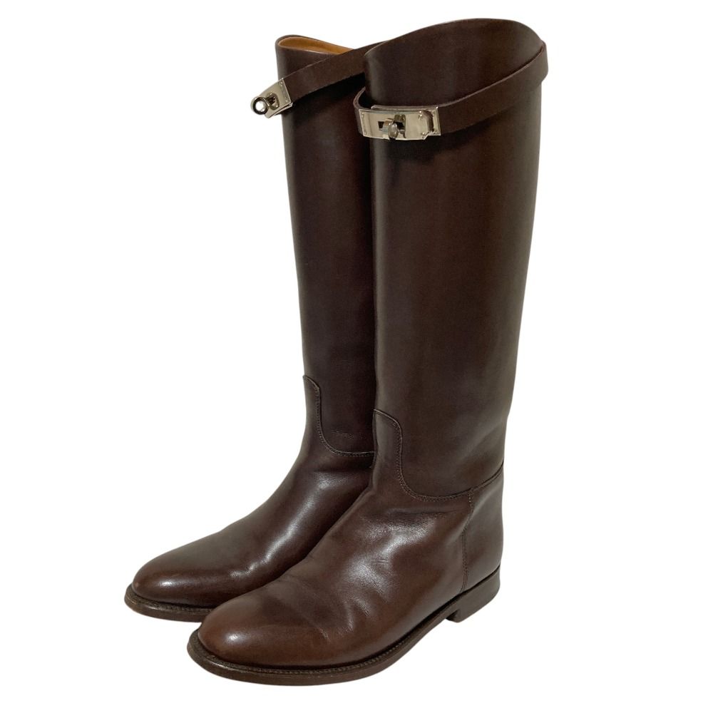 Hermes Kelly Jumping Boots Long 36.5 Brown