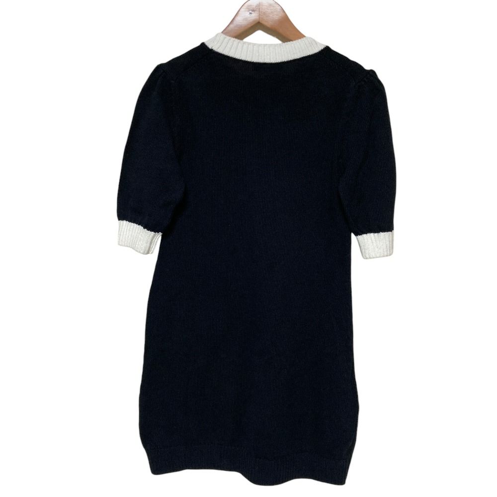 Prada Logo Embroidery Cotton Knit Mini Dress 36 Black White — view 2