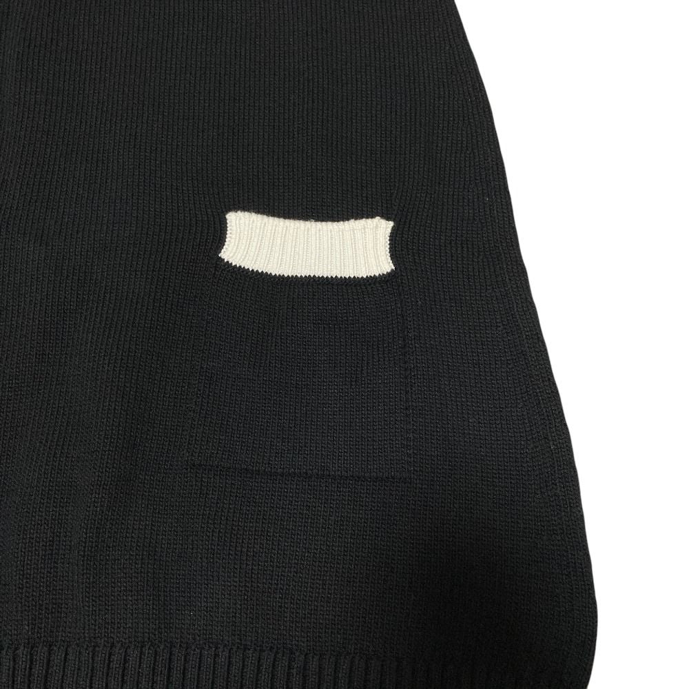 Prada Logo Embroidery Cotton Knit Mini Dress 36 Black White — view 6