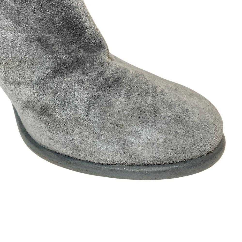 Chanel CC Logo Suede Leather Long Boots 36 Gray — view 9