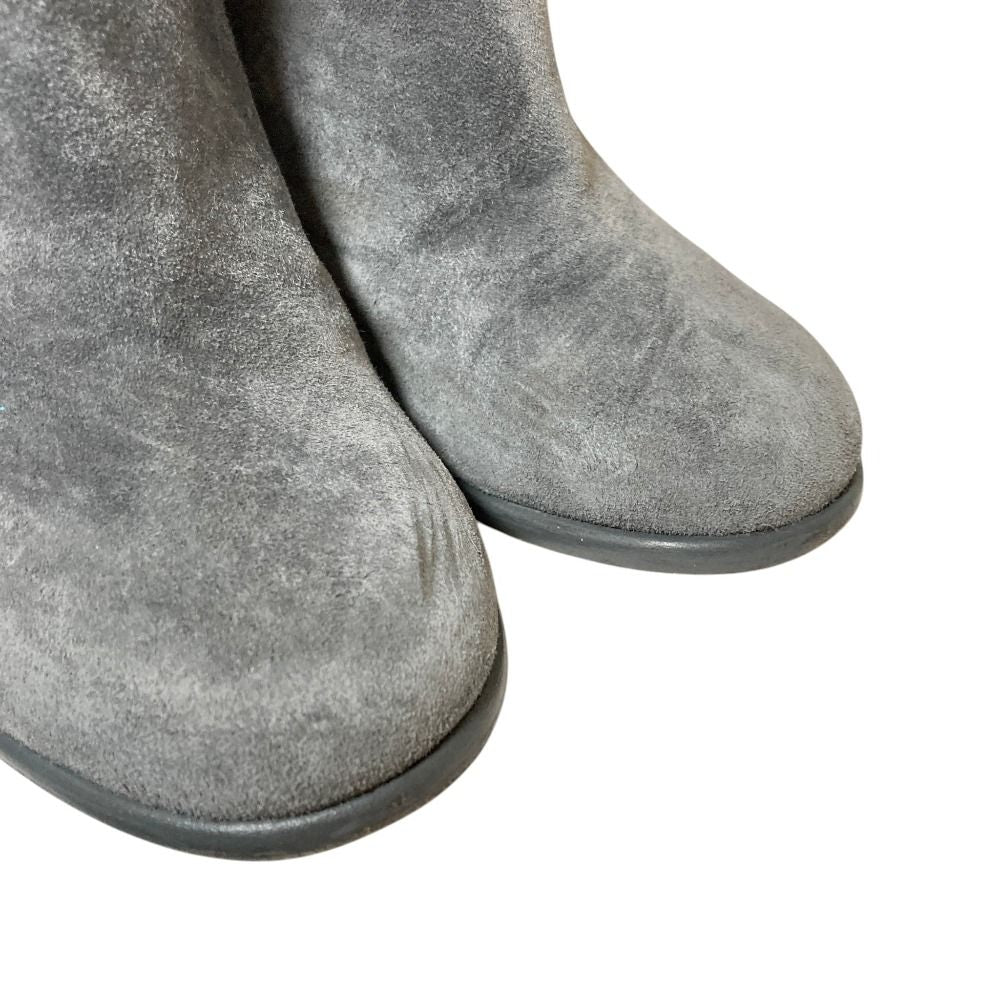 Chanel CC Logo Suede Leather Long Boots 36 Gray — view 5