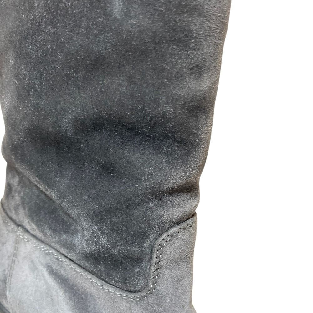 Chanel CC Logo Suede Leather Long Boots 36 Gray — view 7