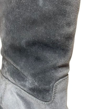 Chanel CC Logo Suede Leather Long Boots 36 Gray — view 7