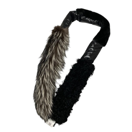 Moncler Sciarpa Mixed Fur Docking Down Jacket Scarf Black