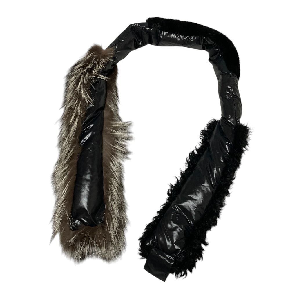 Moncler Sciarpa Mixed Fur Docking Down Jacket Scarf Black — view 2