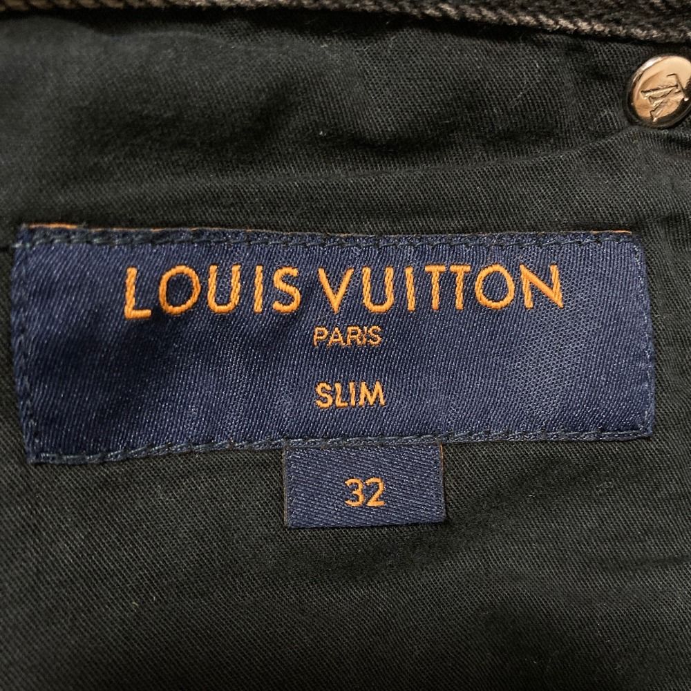 Louis Vuitton Monogram Logo Patch Denim Pants 32 Gray — view 5