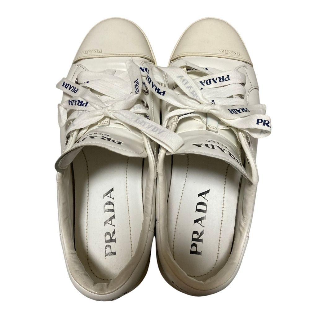 Prada Leather Low Cut Sneakers 37 White — view 5